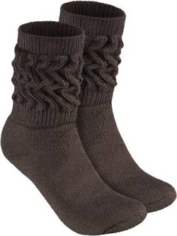 BRUBAKER Slouch Socken - Damen Schoppersocken für Fitness, Yoga, Workout, Gymnastik und Wellness - 1 Paar Knit Sportsocken für Frauen - Dunkelbraun Größe 35-38 von BRUBAKER