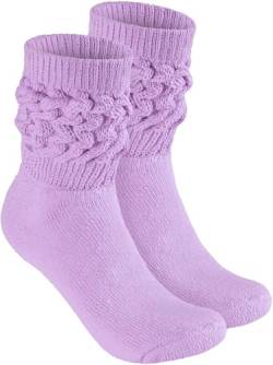 BRUBAKER Slouch Socken - Damen Schoppersocken für Fitness, Yoga, Workout, Gymnastik und Wellness - 1 Paar Knit Sportsocken für Frauen - Flieder Größe 35-38 von BRUBAKER