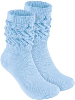 BRUBAKER Slouch Socken - Damen Schoppersocken für Fitness, Yoga, Workout, Gymnastik und Wellness - 1 Paar Knit Sportsocken für Frauen - Hellblau Größe 35-38 von BRUBAKER