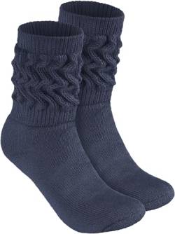 BRUBAKER Slouch Socken - Damen Schoppersocken für Fitness, Yoga, Workout, Gymnastik und Wellness - 1 Paar Knit Sportsocken für Frauen - Jeansblau Größe 35-38 von BRUBAKER