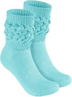 BRUBAKER Slouch Socken - Damen Schoppersocken für Fitness, Yoga, Workout, Gymnastik und Wellness - 1 Paar Knit Sportsocken für Frauen - Mint Größe 35-38 von BRUBAKER