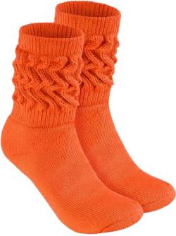 BRUBAKER Slouch Socken - Damen Schoppersocken für Fitness, Yoga, Workout, Gymnastik und Wellness - 1 Paar Knit Sportsocken für Frauen - Orange Größe 35-38 von BRUBAKER