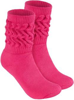 BRUBAKER Slouch Socken - Damen Schoppersocken für Fitness, Yoga, Workout, Gymnastik und Wellness - 1 Paar Knit Sportsocken für Frauen - Pink Größe 35-38 von BRUBAKER