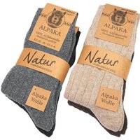 BRUBAKER Socken Alpaka Socken aus 100% Alpakawolle - Warme Feinstrick Wintersocken (Damen und Herren Feinsocken, 4-Paar, Alpakasocken) hohe Unisex Wollsocken für Männer und Frauen von BRUBAKER