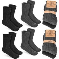 BRUBAKER Socken Kinder Wollsocken - Warme Wintersocken für Jungen und Mädchen (4-Paar, 4er-Pack) Flauschiges Socken Set mit Schafwolle - Winter Kindersocken von BRUBAKER