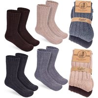 BRUBAKER Socken Kinder Wollsocken - Warme Wintersocken für Jungen und Mädchen (4-Paar, 4er-Pack) Flauschiges Socken Set mit Schafwolle - Winter Kindersocken von BRUBAKER