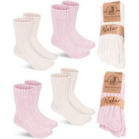 BRUBAKER Socken Wollsocken Set - Warme Wintersocken für Damen und Herren (4-Paar, Winter Stricksocken) Flauschiges Thermosocken Set mit Schafwolle von BRUBAKER