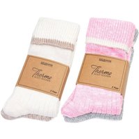 BRUBAKER Thermosocken Damen Socken - Sehr weich, gemütlich, flauschig und atmungsaktiv (Premium Stiefelsocken für Frauen, 4-Paar, Thermosocken für Winter - Rosa Beige Grau) Thermo Socken Wollsocken Strümpfe von BRUBAKER