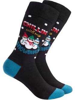 BRUBAKER Weihnachtssocken für Damen und Herren - Chillin with my Snowmies - Baumwolle Socken Weihnachten - Größe 35-40 von BRUBAKER