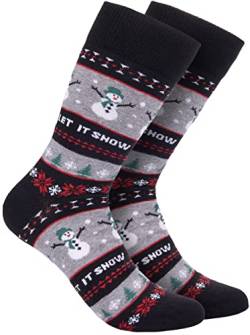 BRUBAKER Weihnachtssocken für Damen und Herren - Weihnachtsmotiv Let It Snow - Baumwolle Socken Weihnachten von BRUBAKER