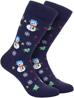 BRUBAKER Weihnachtssocken für Damen und Herren - Weihnachtsmotiv Schneemänner - Baumwolle Socken Weihnachten von BRUBAKER