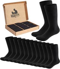 Brubaker 10 Paar Herrensocken in Geschenkbox - Komfort & Business Herren Socken - Großes Socken-Set - Feine und weiche Baumwollsocken - Schwarz - Größe 39-42 von BRUBAKER