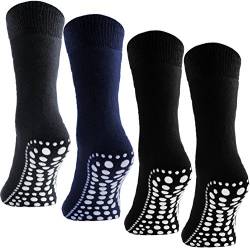 Brubaker 4er Pack ABS Home Socks Stoppersocken Unisex - Anti Rutsch Sohle, 2x Schwarz/1x Grau/1x Blau, 35-38 von BRUBAKER