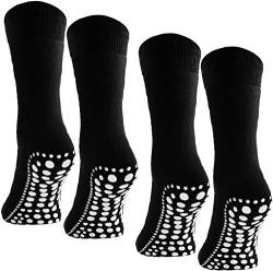 Brubaker 4er Pack ABS Home Socks Stoppersocken Unisex - Anti Rutsch Sohle, 4x Schwarz, 47-50 von BRUBAKER
