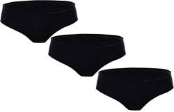 BRUBECK 3er Set Slips Merino Damen | Hipster | Unterhose atmungsaktiv | Hüftslip | Nahtlose Unterwäsche für Mädchen Frauen | Womens Underwear Seamless | 41% Merino | Gr. M | Schwarz | HI10070 von BRUBECK