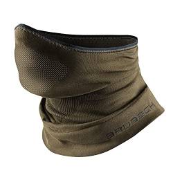 BRUBECK Halbe Sturmhaube | Herren | Damen | Klimaregulierend | Gesichtsmaske | Sturmmaske | Funktionskleidung | Atmungsaktiv (Khaki, S-M) von BRUBECK