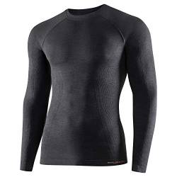 BRUBECK Herren Langarm Funktionsshirt | Atmungsaktiv | Thermo | Sport | Fitness | Unterhemd | Unterwäsche | 41% Merino-Wolle | LS12820, Größe:XXL, Farbe:Dark Grey von BRUBECK