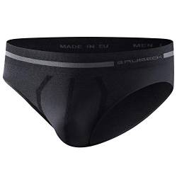 BRUBECK Herren Slips | Mens Briefs | Slip atmungsaktiv nahtlos | Merino Unterhose Männer | Unterwäsche | Mens Underpants | Underwear Seamless | 41% Merinowolle | Gr. M | Schwarz | BE10050 von BRUBECK