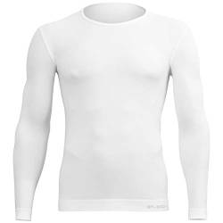 BRUBECK Langarmshirt Herren Baumwolle 55% | weißes T-Shirt mit Langen Ärmeln atmungsaktiv | Long Sleeve Shirt Seamless | Unterhemd formstabil schnell trocknend | Weiss | Gr. XXL | LS01120A von BRUBECK