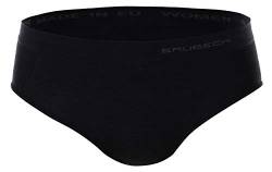 BRUBECK Schwarze Unterhose Wolle Damen | Hipster atmungsaktiv für Frauen | Nahtlose Unterwäsche | Hüftslips | Womens Panties Black | Unterhosen | 41% Merino | Gr. XL | Schwarz | HI10080 von BRUBECK