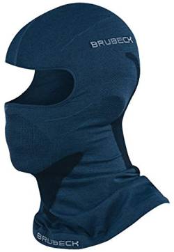 BRUBECK Sturmhaube Damen & Herren | Gesichtshaube | atmungsaktive Gesichtsmaske Radfahren | Sport | Balaclava Motorcycle | 41% Merinowolle | Gr. L - XL | Marineblau | KM10370 | X-FACE von BRUBECK