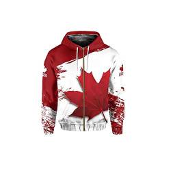 Landesflagge Kanada-Symbol Maple Leaf Bunter Pullover Herren Damen Trainingsanzug Reißverschluss Jacke 3Dprint Streetwear Hoodies Gr. XX-Large, Reißverschluss von BSDASH