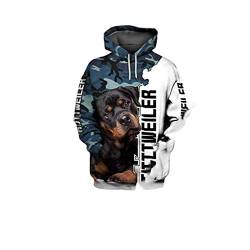 Lustiger Kapuzenpullover für Herren, mit Rottweiler-Motiv, 3D-Druck, langärmelig, Sweatshirts für den Herbst Gr. L, Hoodies von BSDASH