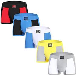 BSHETR Herren Boxershorts Unterwäsche Stilvolle weiche Mikrofaser Unterhosen 5er Pack (R135, Large) von BSHETR