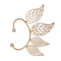 BSLVWG 2 PCS Ohr Manschette Ohrringe für Frauen Ohr Manschette Non Piercing Ohrringe Hollow Leaf Ear Cuff Sparkling Circle Ear Clip Geschenke für Tochter Fake Ohrringe für Mädchen (Gold) von BSLVWG