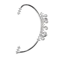 BSLVWG 2 PCS Perle Manschette Ohrring für Frauen, nicht Piercing Silber Perle Cubic Zirkonia Ohr Wrap Kletterer Crawler Einstellbare Ohrhaken Crawler Kletterer Knorpel Ohrringe für Teen Mädchen von BSLVWG