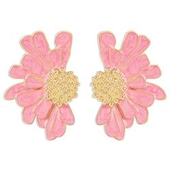 BSLVWG Blume Stud Ohrringe,Daisy Blume Ohrring Vintage Blume Bead Studs Statement Ohrringe Floral Mode Ohrringe Geschenke für Frauen Mädchen Trendy Schmuck (Rosa) von BSLVWG