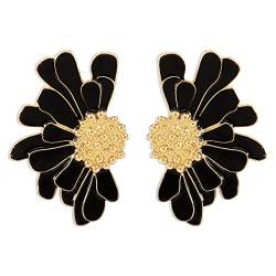 BSLVWG Blume Stud Ohrringe,Daisy Blume Ohrring Vintage Blume Bead Studs Statement Ohrringe Floral Mode Ohrringe Geschenke für Frauen Mädchen Trendy Schmuck (Schwarz) von BSLVWG