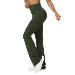 BSLVWG Bootcut Yoga Hosen für Frauen, High Waist ausgestellte Leggings Breites Bein Bottom Gym Casual Work Flare Hosen von BSLVWG