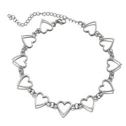 BSLVWG Choker Halskette mit einfache geometrische hohle Herzform Kreis Choker Erklärung Clavicle Halskette für Frauen Mädchen Halskette Jewerly (Silber) von BSLVWG