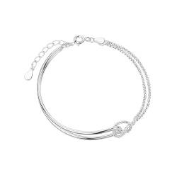 BSLVWG Damenarmband Elegantes Silber Patchwork Double Layer Armband Chain Layered Bracelet Einstellbare Freundschaft Link Armband Schmuck für Frauen und Mädchen (02) von BSLVWG