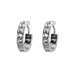 BSLVWG Hoop Ohrringe für Männer Frauen Vintage 925 Sterling Silber Ohrring Huggie Ohrringe Link Ohrring Punk Helix Piercing Schmuck für Männer Frauen (Silber) von BSLVWG