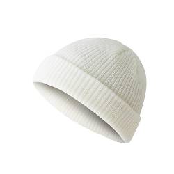 BSLVWG Mütze für Männer, Unisex Classic Dicke Strickmütze Winter Hut Manschette Winter Hut Skullcap Stretch Soft Beanie Daily Beanie Hut,Geschenke für Männer/Frauen/Sie/Ihn/Papa (Weiß) von BSLVWG