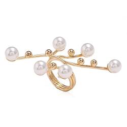 BSLVWG Perle Geometrische Ehering für Frauen Mädchen Vintage CZ Kristall Faux Perlen Ball Einstellbare Offene Band Geburtstag Cocktail Party Ring Komfort Fit Schmuck Geschenk von BSLVWG