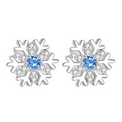 BSLVWG Silber Schneeflocke Ohrstecker, Silber Schneeflocke mit Cubic Zirkonia hypoallergene Schmuck Weihnachtsgeschenke für Frauen Mädchen von BSLVWG