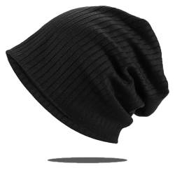 BSLVWG Slouch Beanie Hut, Soft Baggy Beanie Hut Knit Schädel Cap Leichte Workout Beanie Hüte Weiche Warme Winter Unisex Headwear Stretch Hüte für Männer Frauen (Schwarz) von BSLVWG