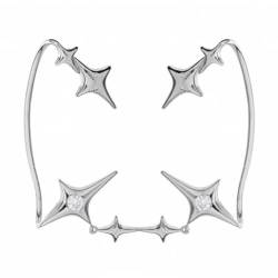 BSLVWG Star Ear Cuff Wrap Clip On Clawler Climber Hypoallergenic Ear Cuffs Silver Stars Ear Crawler Non Piercing Earrings for Women and Girls, Metall von BSLVWG