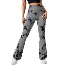 BSLVWG Tie Dye Yoga Leggings Nahtlose High Waisted ausgestellte Leggings Breites Bein Bottom Bootleg Bauchkontrolle Workout Gym Flare Hosen von BSLVWG