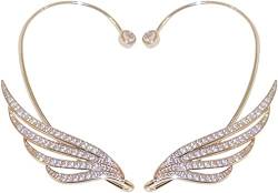 BSLVWG glänzende Zirkon Flügel Ohr Clip, 2 PCS Ohrringe Keine Piercing Engel Flügel Ohr Clip Ohrringe, Drop Ohrringe Clip Ohrringe für Frauen Mädchen (Gold) von BSLVWG