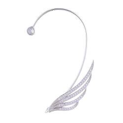 BSLVWG glänzende Zirkon Flügel Ohr Clip, 2 PCS Ohrringe Keine Piercing Engel Flügel Ohr Clip Ohrringe, Drop Ohrringe Clip Ohrringe für Frauen Mädchen (Silber) von BSLVWG