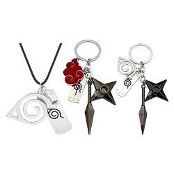 BSNRDX Schlüsselanhänger+Halskette 3 Stück Anime Schlüsselanhänger Halskette mit zwei AnhängernAnime Schultaschendekoration Geschenke für für Fans von BSNRDX