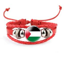 Palästina Flagge Armband, verstellbares Armband, Armreifen Schmuck Geschenke, Mehrschichtiges Geflochtenes Lederarmband, Souvenir Geschenk Für Männer Frauen von BSNRDX