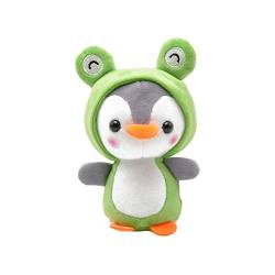 BSOMAM Plüschpuppen-Anhänger, Schlüsselanhänger, Ring, Schlüsselhalter, niedlicher Pinguin, Schlüsselanhänger, Frosch, Biene, Hai, Anime, Plüsch, gefüllt, grün, One size von BSOMAM