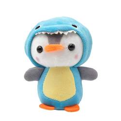 BSOMAM Plüschpuppen-Anhänger, Schlüsselanhänger, Ring, Schlüsselhalter, niedlicher Pinguin-Schlüsselanhänger, Frosch, Biene, Hai, Anime, Plüsch, gefüllt, blau, One size von BSOMAM