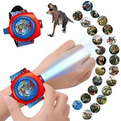 BSTCAR Dinosaurier Projektionsuhr mit 24 Bildern, 2 In 1 Digitale Projektionsuhr Armbanduhr Cartoon Elektronischer 3D Armbanduhr Spielzeug Geschenk für Kinder Jungen von BSTCAR