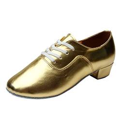 97 Herren Schuhe Schwarz Einfarbige Herren-Schnürschuhe für den modernen Tanz Dance Hall Latein-Tanzschuhe Herren Outdoor Schuhe 43 (43, Gold) von BSWFA